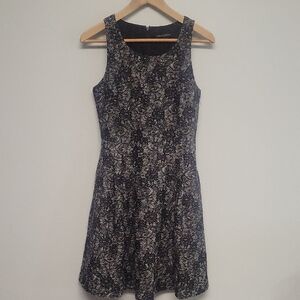 Banana Republic Black and White Patterned Lace Mini Dress With Pockets